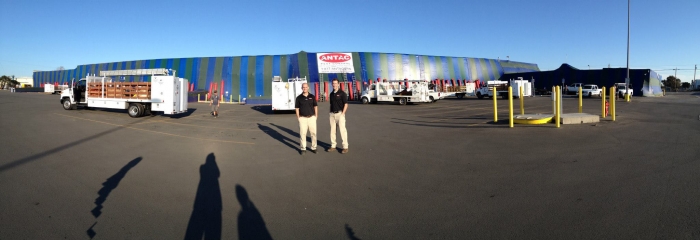 Antac Pest Control owners Jake and Josh Long in front of company building